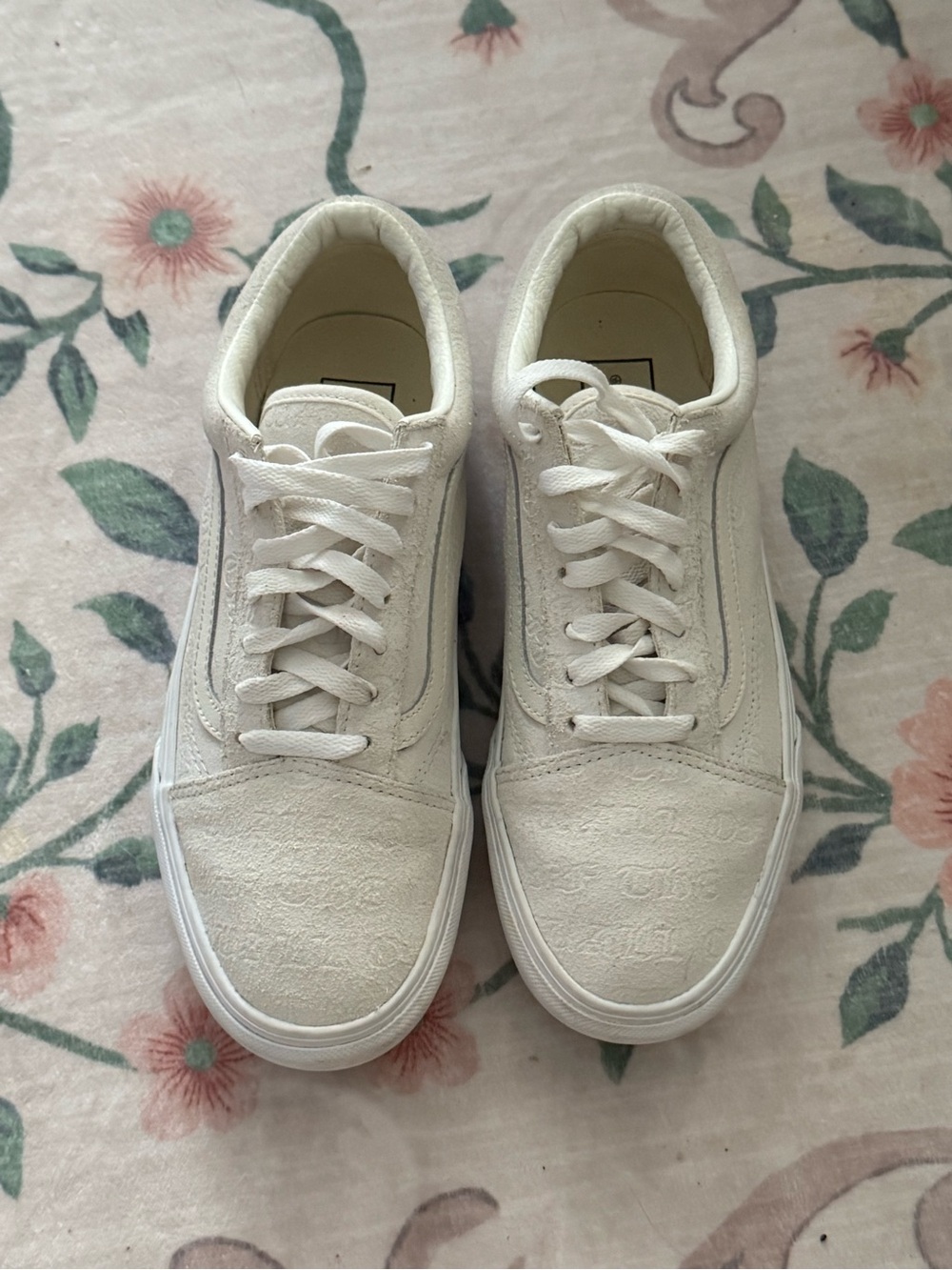 Vans DEBOSSED Old Skool Platform Sneakers in Egret White W7.5